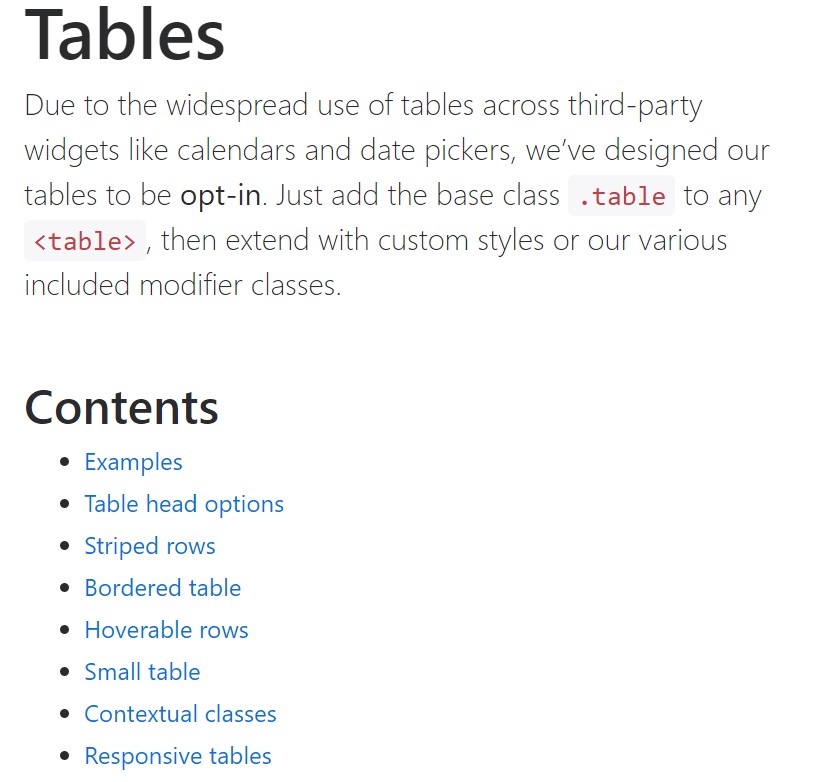 Bootstrap tables official  documents