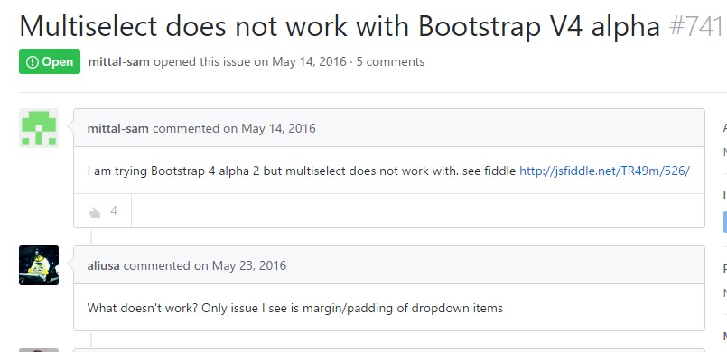 Multiselect does not  function  by using Bootstrap V4 alpha