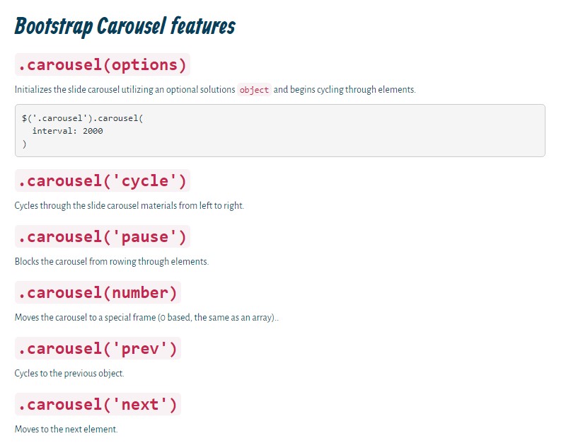  Bootstrap Carousel Options 