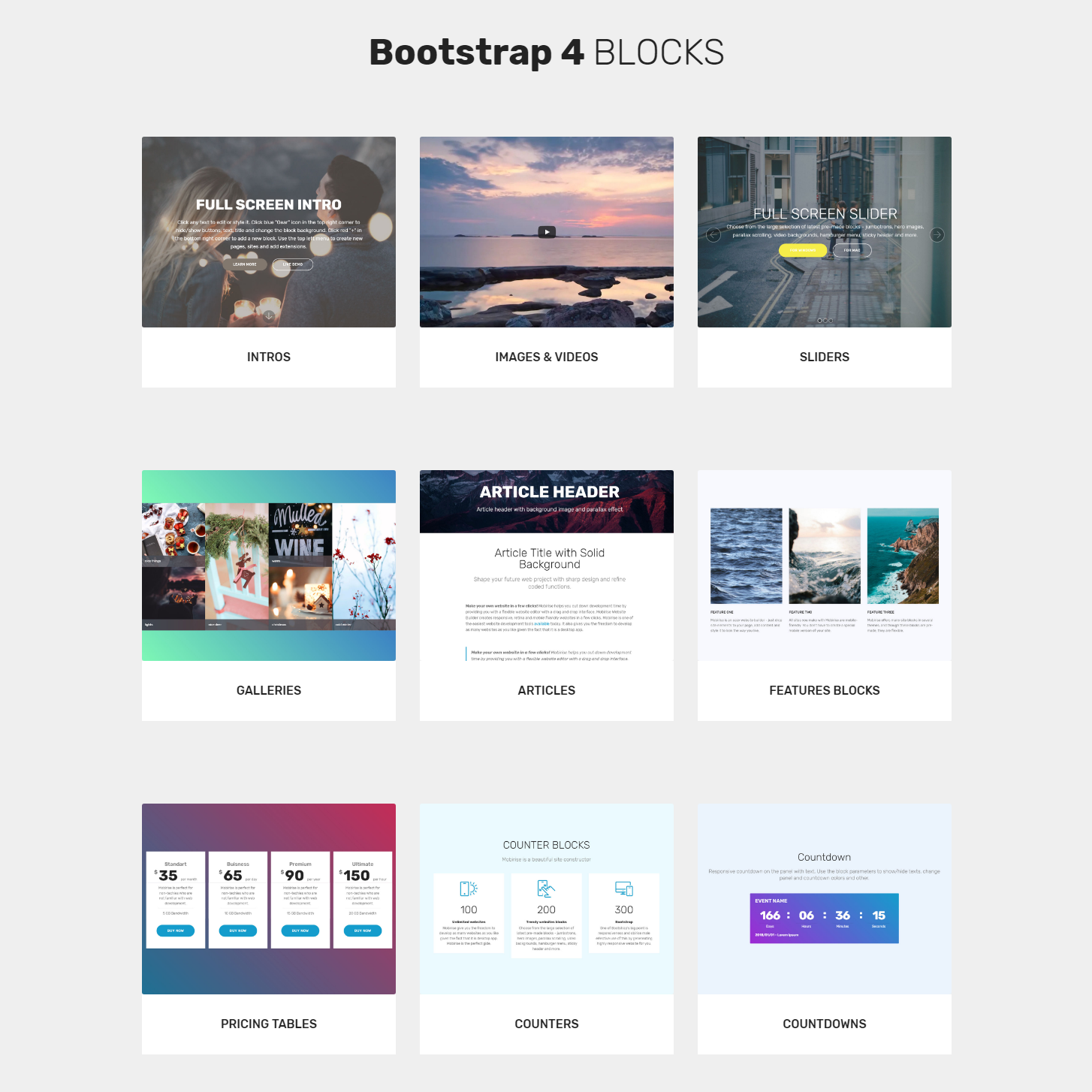 Responsive Bootstrap 4 blocks  Themes