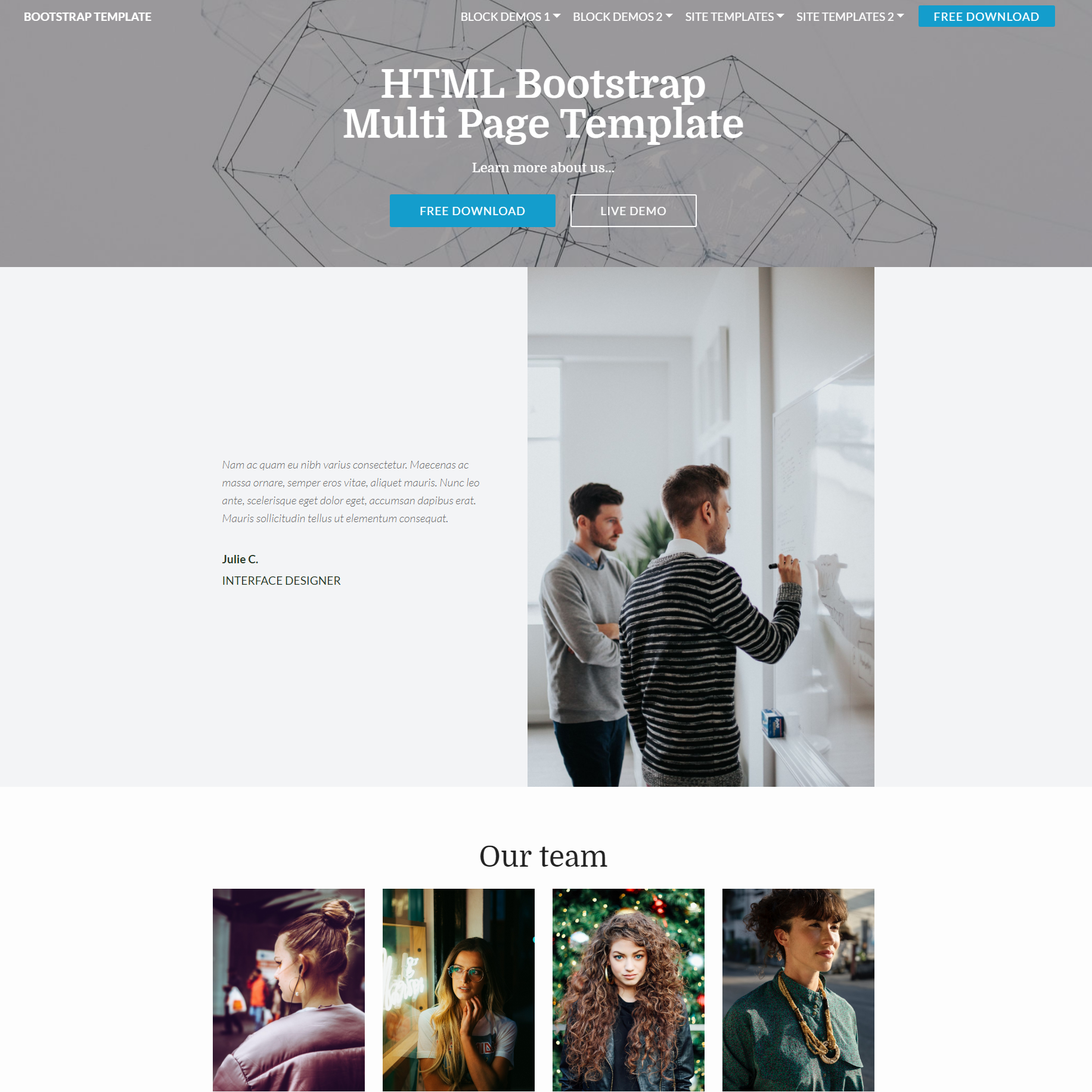 HTML Bootstrap Multi page Templates